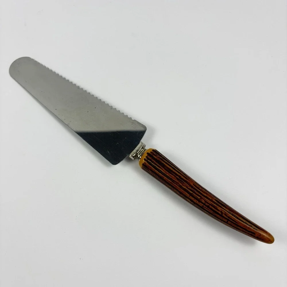 Electro-Way Cake Server -‎ Stainless Steel Serrated Cake Knife with Stag Handle